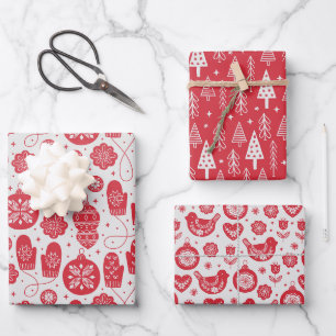 Feuille De Papier Cadeau Noël Scandinave scandinave Suédoise Rouge Blanc