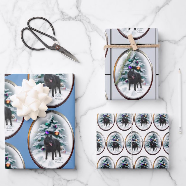 Feuille De Papier Cadeau Noël Schipperke (Recto)