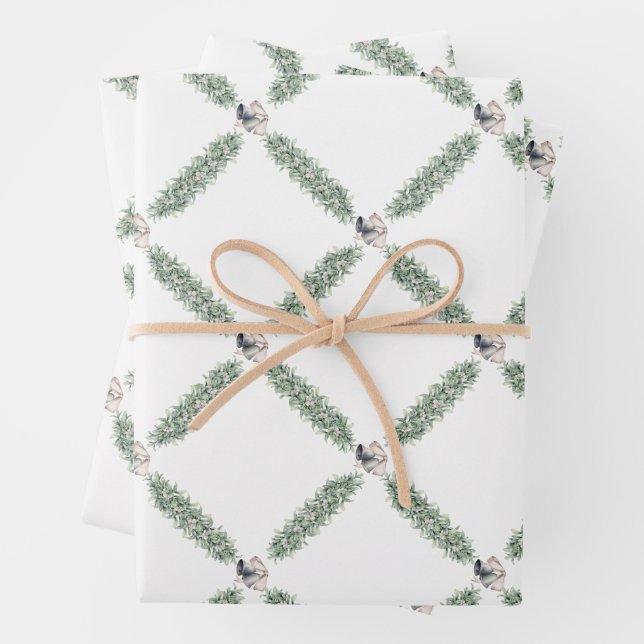 Feuille De Papier Cadeau Noël Silver Bells Garland (En situation)