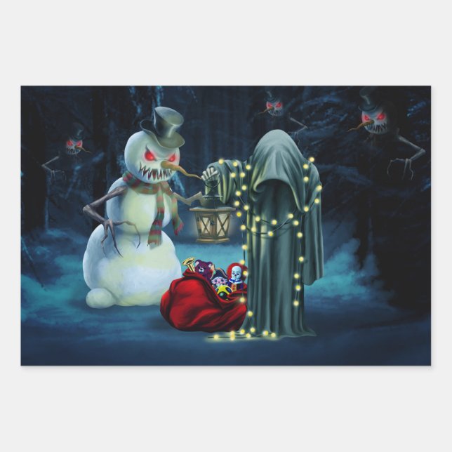 Feuille De Papier Cadeau Noël sombre (Devant)