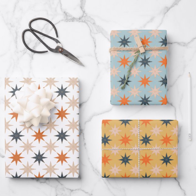 Feuille De Papier Cadeau Noël Star Motif de vacances (Recto)