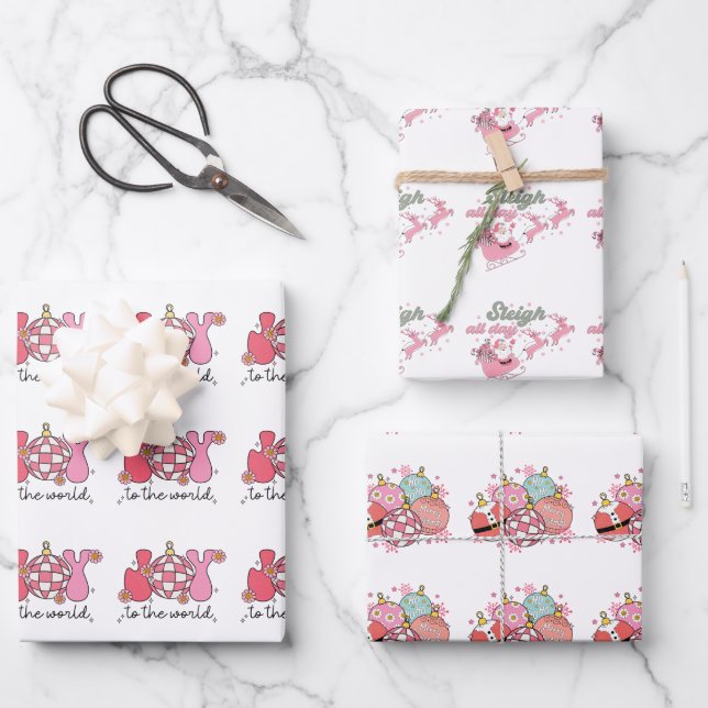 Feuille De Papier Cadeau Noël Super rose (Recto)