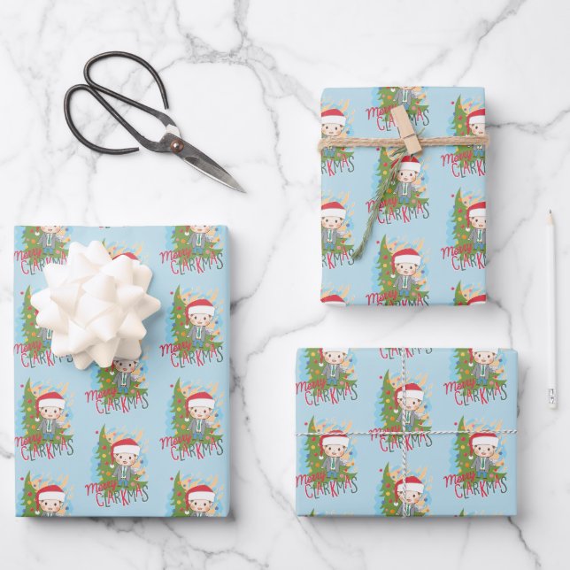 Feuille De Papier Cadeau Noël vacances Joyeux Clarkmas (Recto)