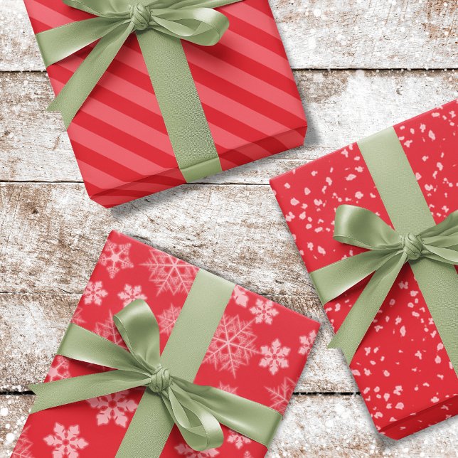 Feuille De Papier Cadeau Noël Vacances Simple Rouge Motif Mignonne hiver (Holiday red and white patterned gift wrapping sheets. )