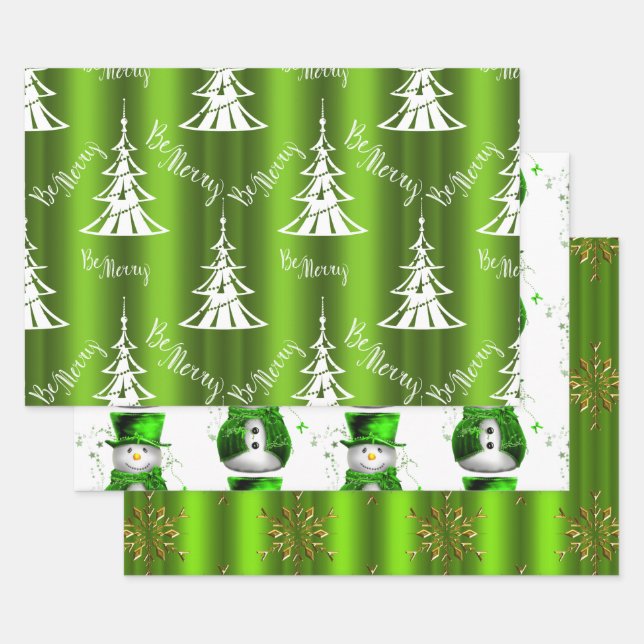 Feuille De Papier Cadeau Noël vert (Lot)