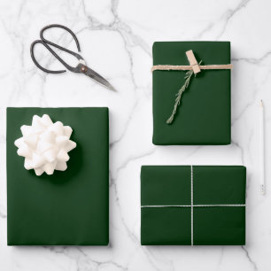 Feuille De Papier Cadeau Noël vert émeraude uni stylé rustique