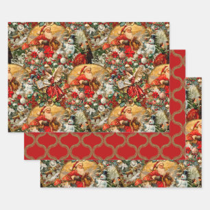 Feuille De Papier Cadeau Noël victorien Vintage