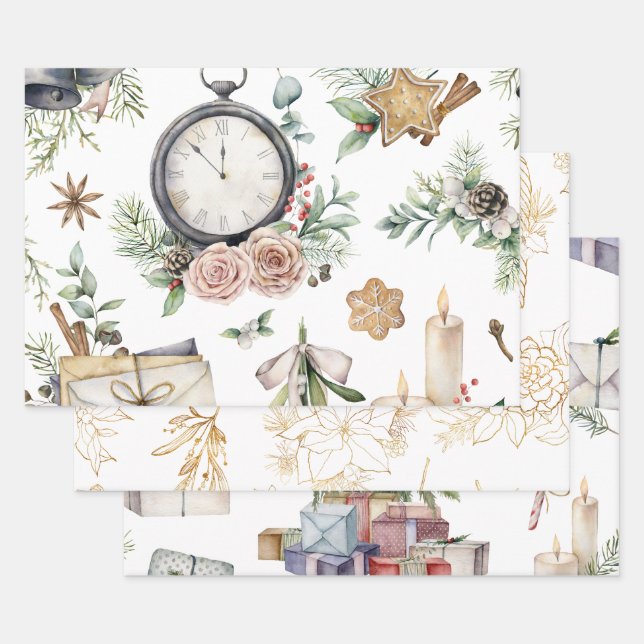 Feuille De Papier Cadeau Noël vintage (Lot)