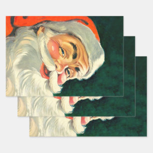 Feuille De Papier Cadeau Noël Vintage, Jolly Retro 50's Père Noël