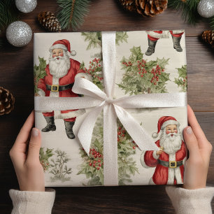 Feuille De Papier Cadeau Noël vintage Père Noël