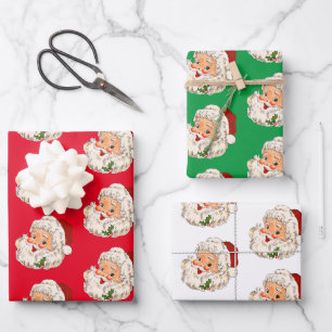 Feuille De Papier Cadeau Noël vintage Retro Jolly Santa Claus