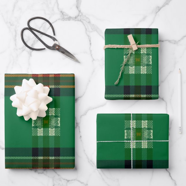 Feuille De Papier Cadeau Noeud Neutre Anglais Plaid (Recto)