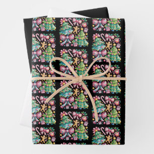 Feuille De Papier Cadeau Noeud papillon floral préppy pour arbre de Noël ro