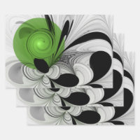 Noir Abstrait et blanc avec art fractal vert