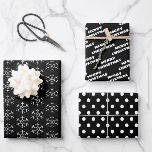 Feuille De Papier Cadeau Noir  Blanc  Noël