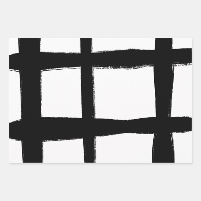 Feuille De Papier Cadeau Noir et blanc minimal (Devant)