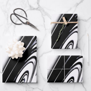 Feuille De Papier Cadeau Noir et blanc moderne