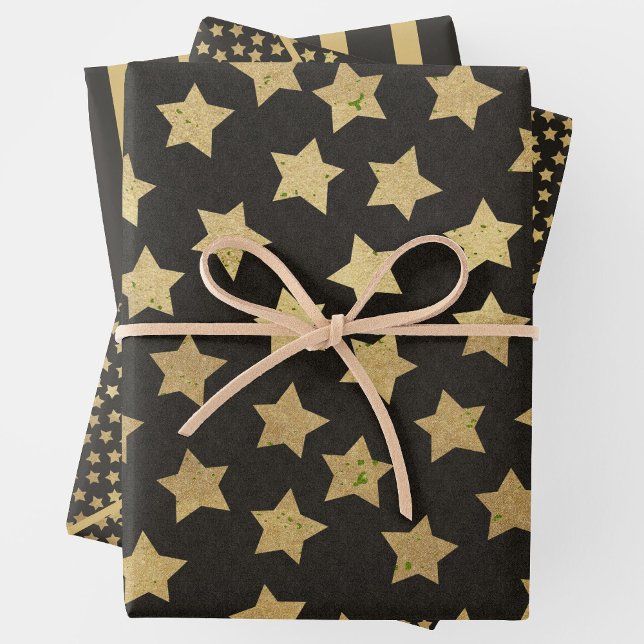 Feuille De Papier Cadeau Noir et or de Noël 3 (Créateur téléchargé)