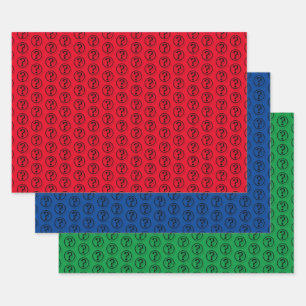 Feuille De Papier Cadeau Noir Points d'interrogation Motif 3D