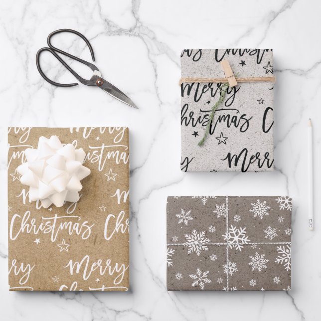 Feuille De Papier Cadeau Nom de famille simple vacances de noël Craft Wrapp (Recto)