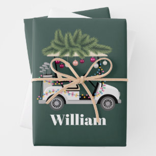 Feuille De Papier Cadeau Nom de panier personnalisé Balles de golf Noël Gol