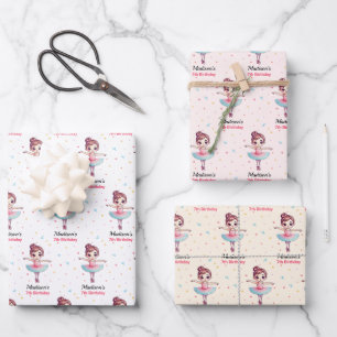 Feuille De Papier Cadeau Nom du ballet Ballerina personnalisé Anniversaire