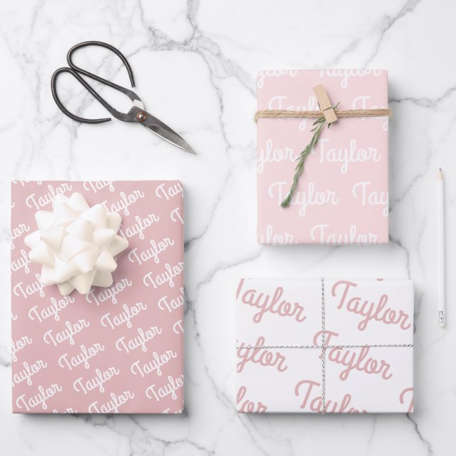 Feuille De Papier Cadeau Nom personnalisé Cadeau pour enfants (Recto)