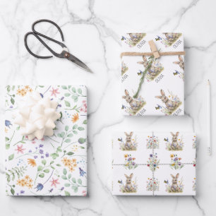 Feuille De Papier Cadeau Nom personnalisé du fleur sauvage Bunny