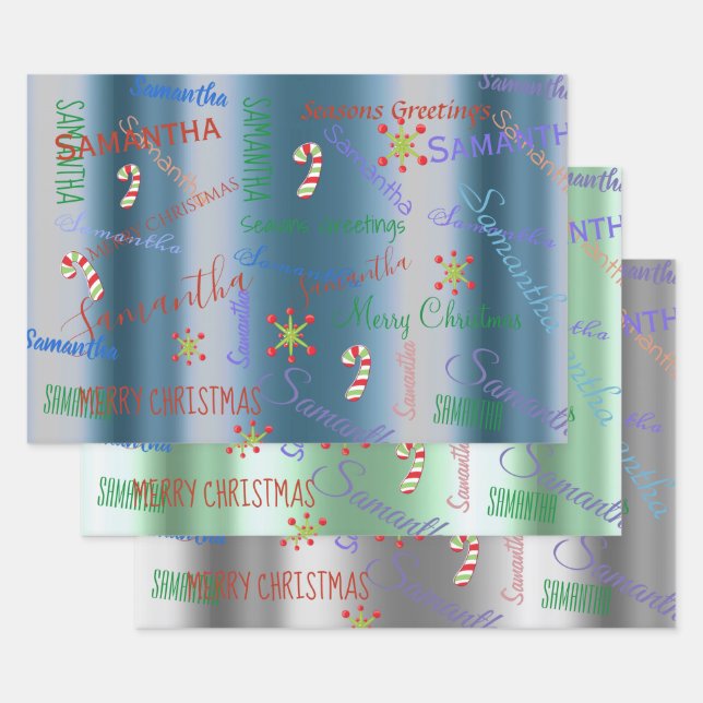 Feuille De Papier Cadeau Nom personnalisé Fête personnalisée Noël (Lot)