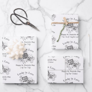 Feuille De Papier Cadeau Nom personnalisé Irlandais Sugar Skull Couple Luck