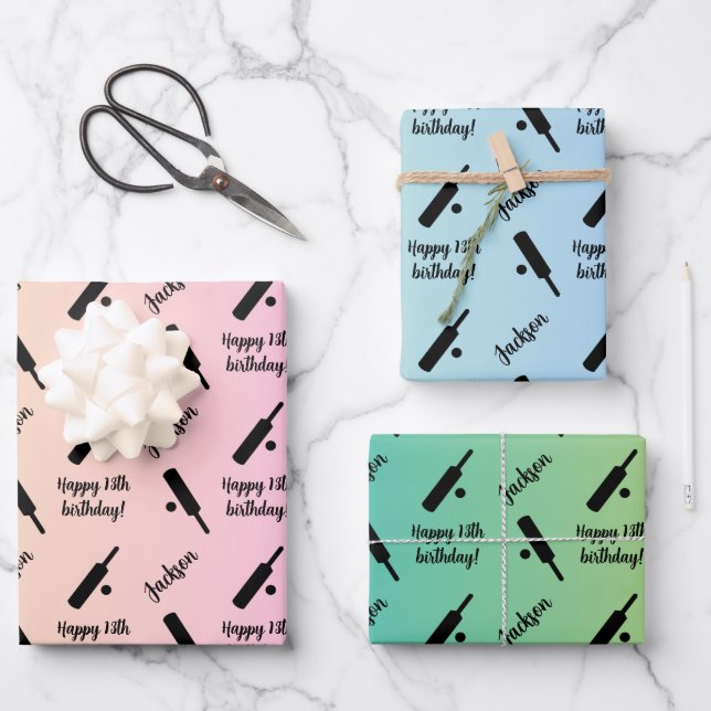 Feuille De Papier Cadeau Nom personnalisé Sentiment Sport Thème Cricket (Recto)
