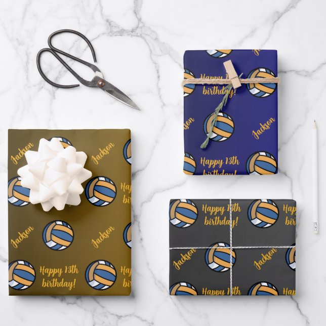 Feuille De Papier Cadeau Nom personnalisé Sentiment Sport Thème Volleyball (Recto)