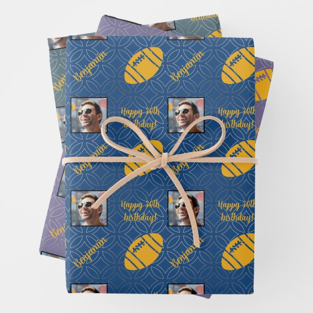 Feuille De Papier Cadeau Nom personnel âge photo Sport Rugby Anniversaire (En situation)