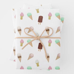 Feuille De Papier Cadeau Nostalgale crème glacée Parlante fête d'anniversai