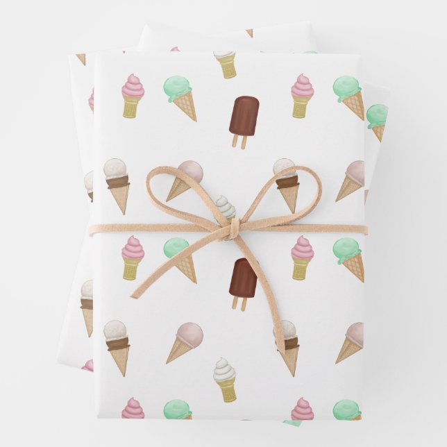 Feuille De Papier Cadeau Nostalgale crème glacée Parlante fête d'anniversai (En situation)