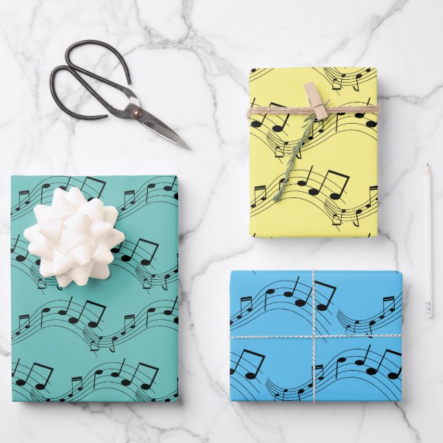 Feuille De Papier Cadeau Notes musicales (Recto)