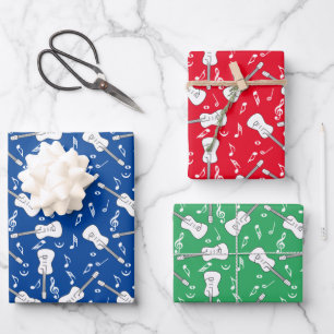 Feuille De Papier Cadeau Notes musicales de Guitare Lines