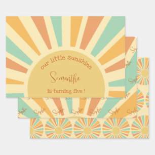 Feuille De Papier Cadeau notre petit soleil grand soleil avec rayons annive