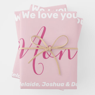 Feuille De Papier Cadeau Nous t'aimons Maman Pink Minimalist