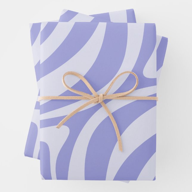 Feuille De Papier Cadeau Nouveau Groove Retro Abstrait Swirl Motif Purple (En situation)