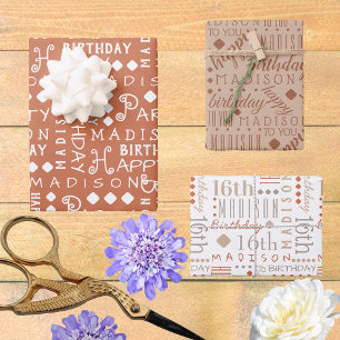 Feuille De Papier Cadeau Nouvel An Neutre Tan N'Importe Quel Âge Ajouter En