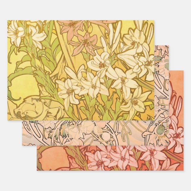 Feuille De Papier Cadeau Nouvelle Lily flowers (Lot)