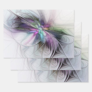 Feuille De Papier Cadeau Nouvelle vie, art fantastique abstrait fractal col