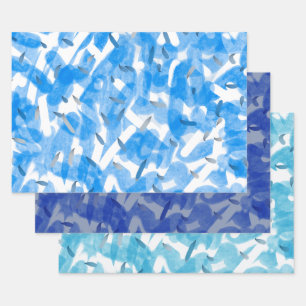Feuille De Papier Cadeau Nuances de bleu Toutes les occasions