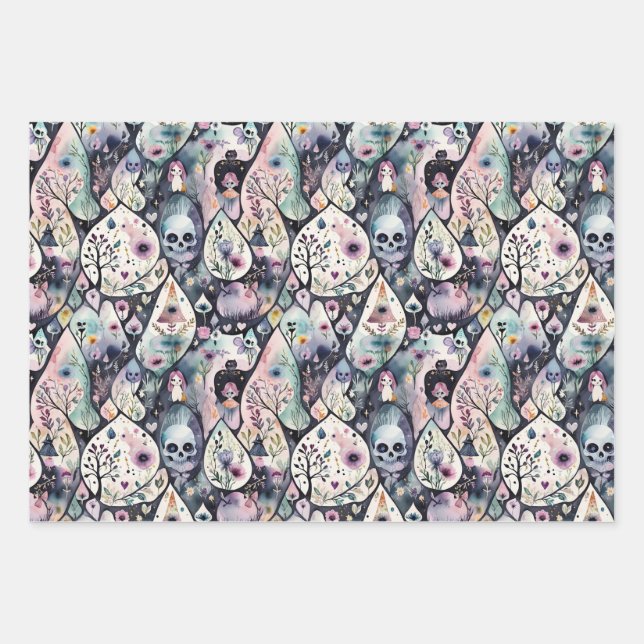 Feuille De Papier Cadeau Nuit d'Halloween enchantée (Devant)