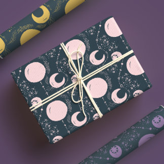 Feuille De Papier Cadeau Nuit Magie Cuisine Boho foncé Glam Celestial Paste