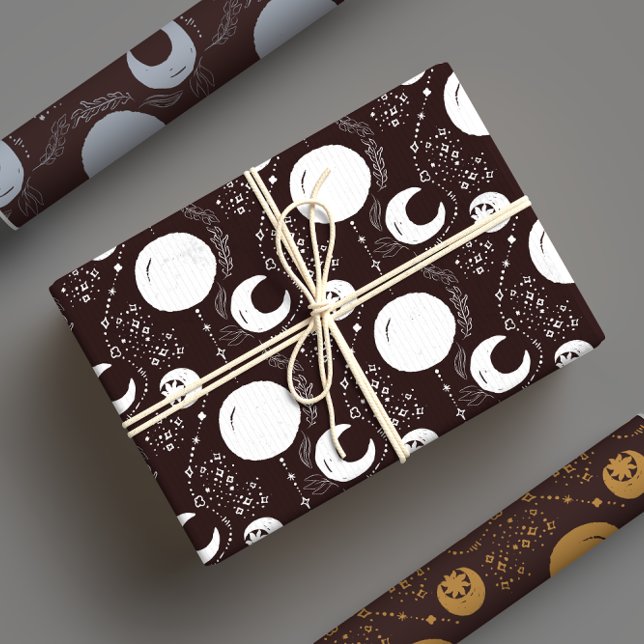 Feuille De Papier Cadeau Nuit Magie Witchy Dark Boho Glam Celestial (Créateur téléchargé)