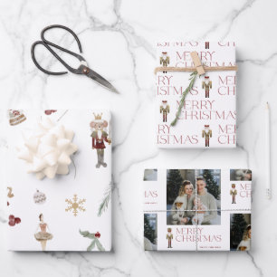 Feuille De Papier Cadeau Nutcracker moderne Joyeux Noël Photo Holiday