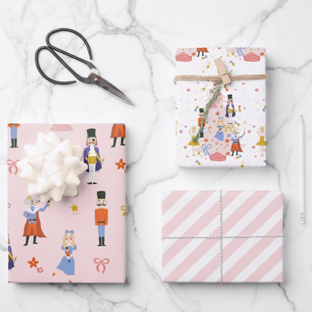 Feuille De Papier Cadeau Nutcracker Pink Noël (Recto)