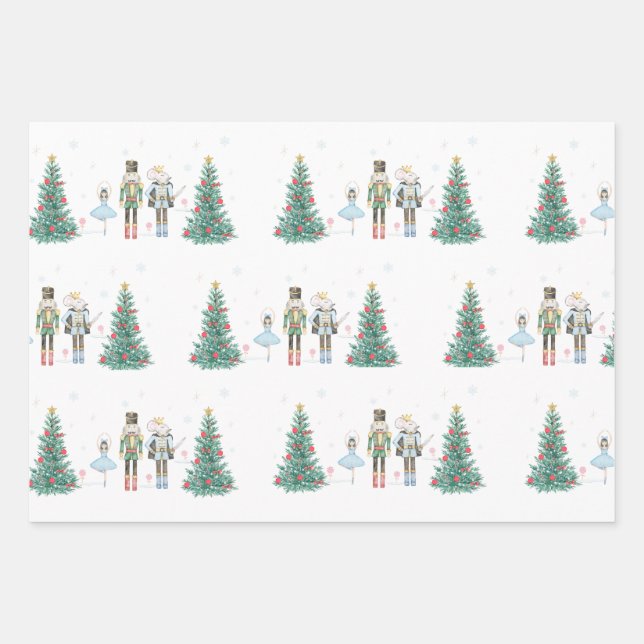 Feuille De Papier Cadeau Nutcracker Wrapping Paper- Pastel and Festive (Devant)